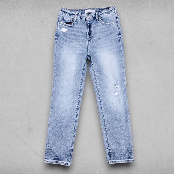 Flying Monkey Denim - Flying Monkey Jeans Women 29 Lt Blue Straight Leg Distressed Y2K Grunge Casual